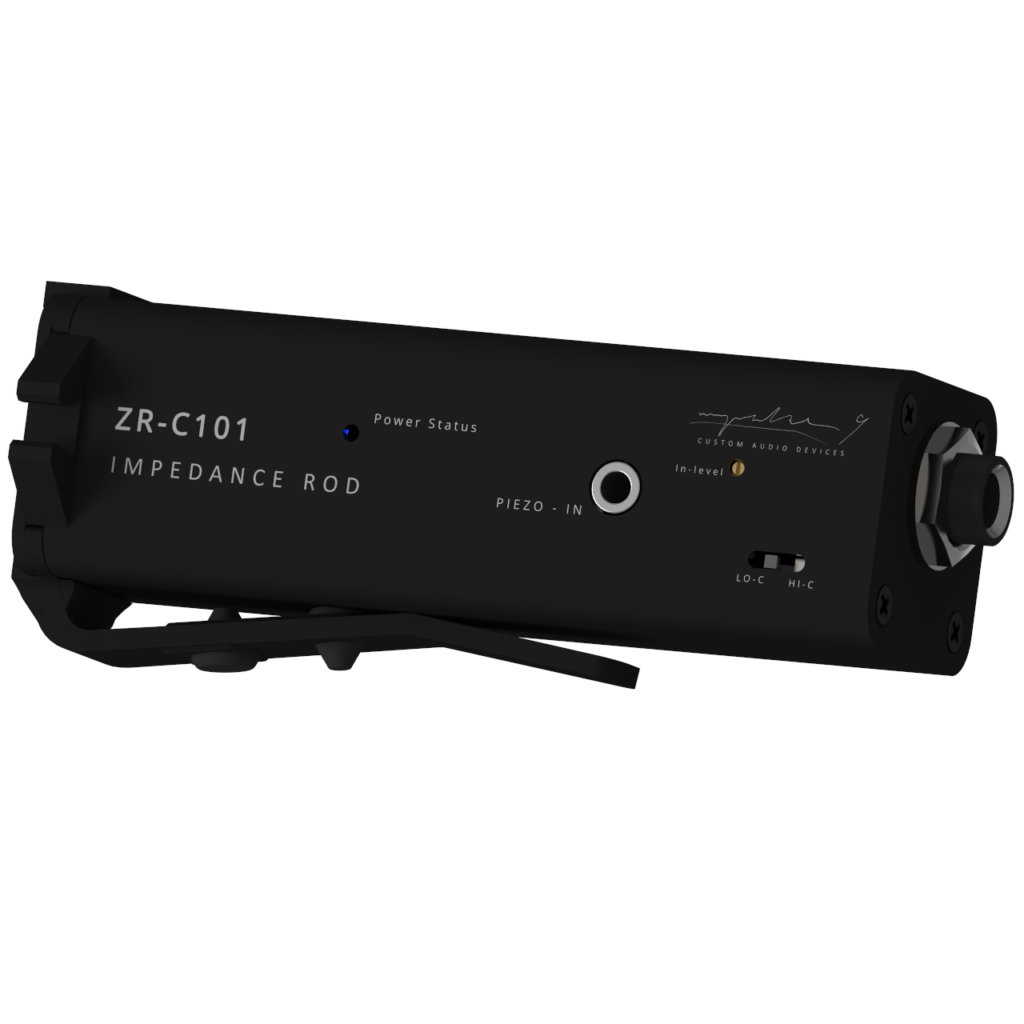 impedance rod - zr-c101 black impedance rod photo angle - preamp for piezo string instruments
