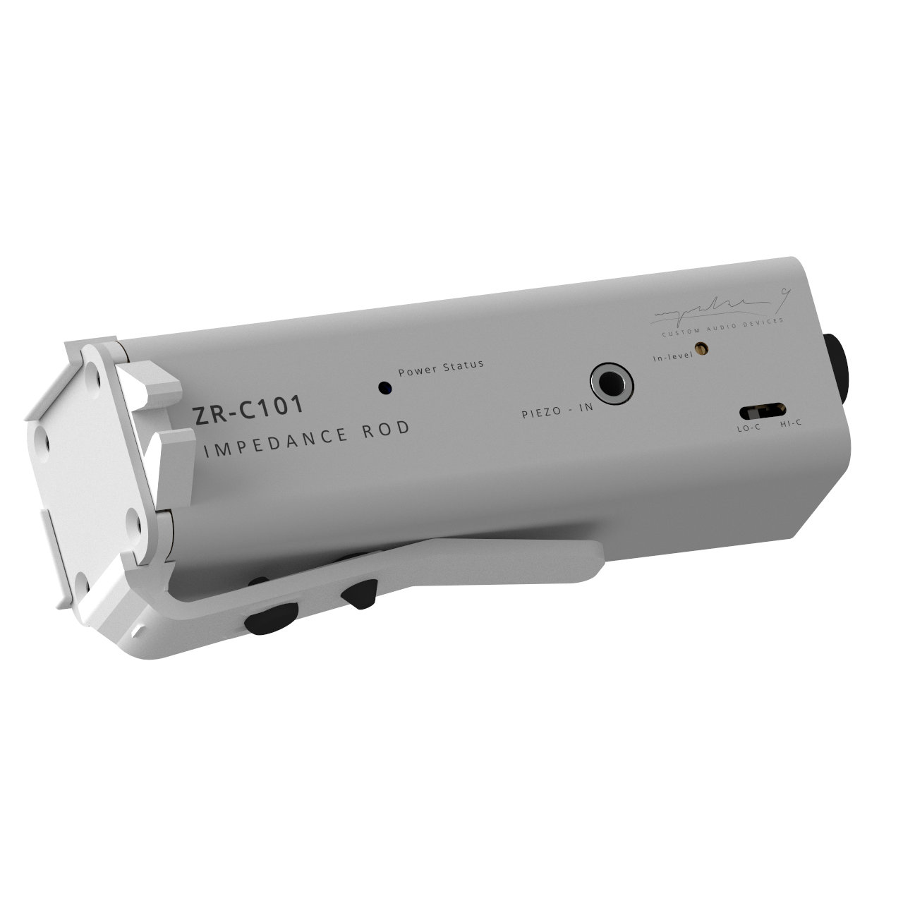 impedance rod - zr-c101 white impedance rod photo angle - preamp for piezo string instruments